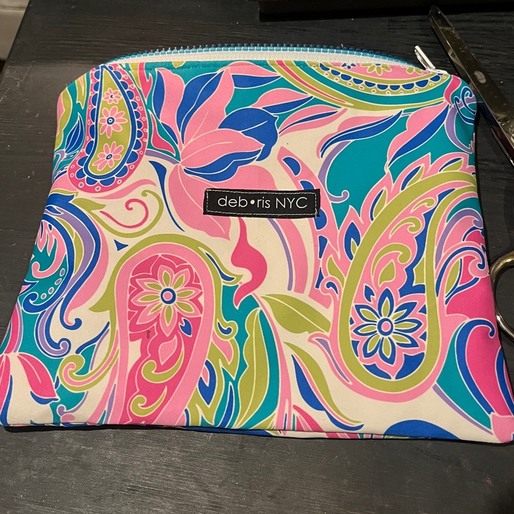 Handmade Repurposed Paisley Cosmetic Bag - Pink, Blue, Green